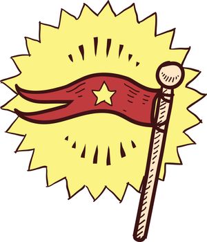 Doodle style flag or pennant illustration in vector format.