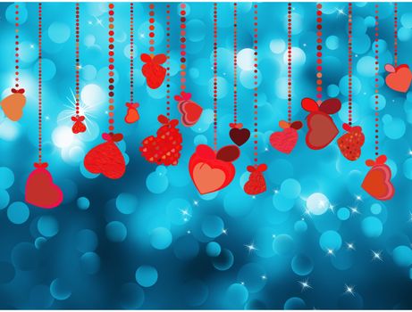 Bright red heart and circle bokeh background. EPS 8 vector file included