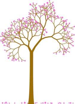 spring tree with cherry blossom, vector
