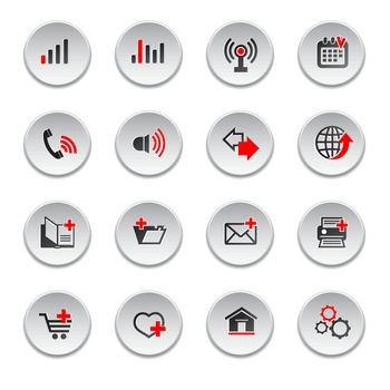 Internet web icons set, round shape, vector