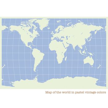map of the world in pastel vintage colors