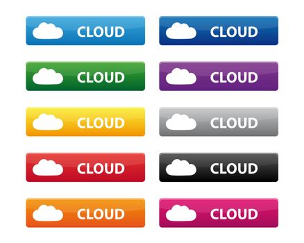 Collection of cloud buttons in various colors
