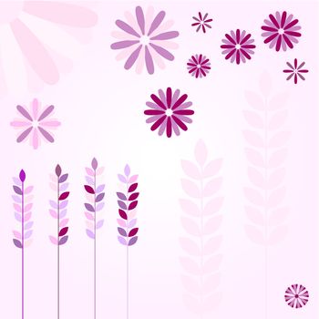 pink flowers and ears, vector illustration