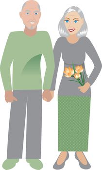 Vector Illustrtion of an old happy couple in love.