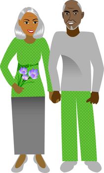 Vector Illustration of a happy old couple in love.
