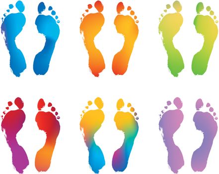 Six Gradient Color Pairs of Footprints