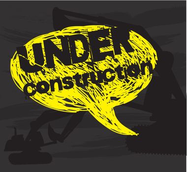 under construction text over thought bubble. vector illustration