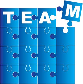 team blue puzzles isolated over white background. vector