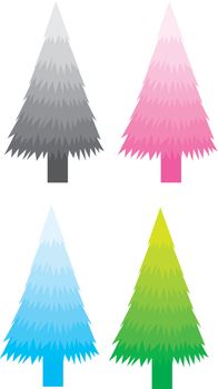 colored trees over whtie background. vector illustration