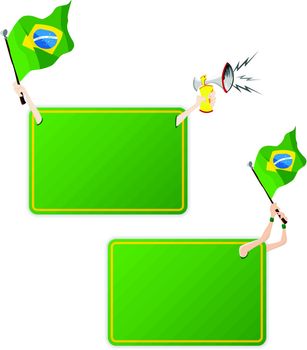 Vector - Brazil Sport Message Frame with Flag. Set of Two