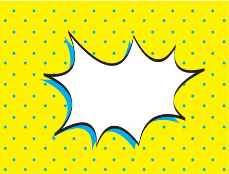 Bubble comic over yellow and blue background