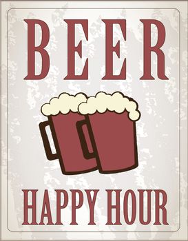 poster happy hour with two beers vector illustration