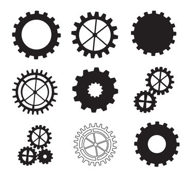 Black and white gears over white background