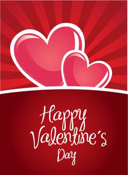 Happy valentines day card over red background