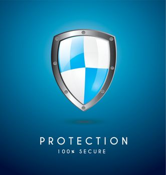Protection icon over blue background vector illustration