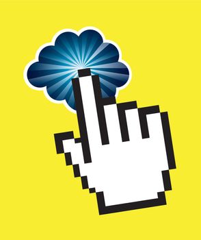 Hand and cloud over yellow background vector illustration