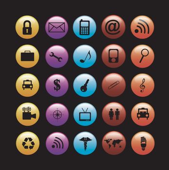 Communications icons over black background vector illustration