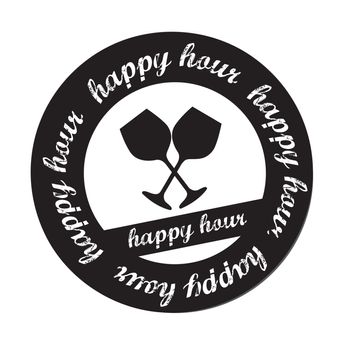 Happy hour stamp over white background vector illustration