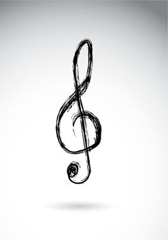treble clef over white background vector illustration