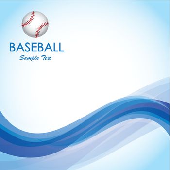 Ball of baseball over blue wave over blue background vector illustration