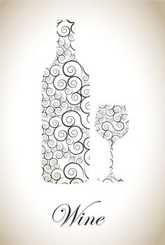 Wine bottle over vintage background vector illustration