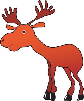 Funny character little moose in cartoon style
