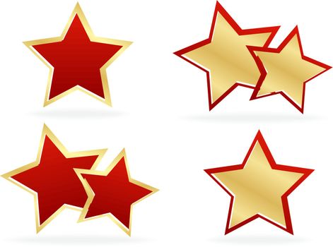 set of stylized stars on white background