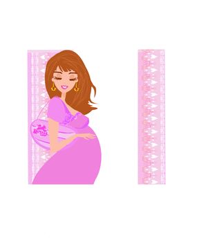 happy pregnant woman, baby shower card