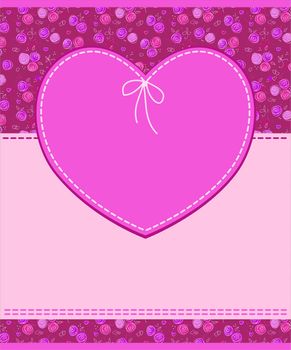 vector pink heart textile label 