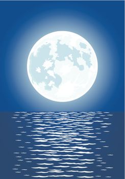 Vector illustration of full moon and reflection