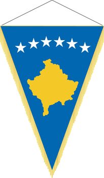 Vector image of a pennant with the national flag of Kosovo