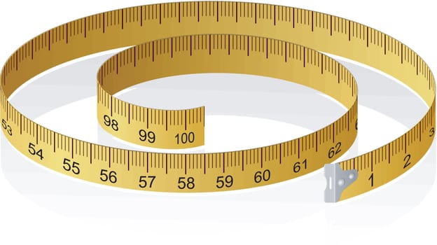 Vector illustration of a measuring tape with reflection