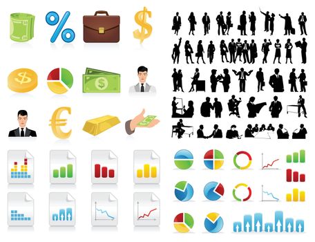 Silhouettes of businessmen and an icon. A vector illustration