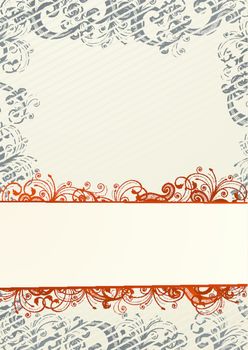 Vector beige floral wallpaper with copy-space