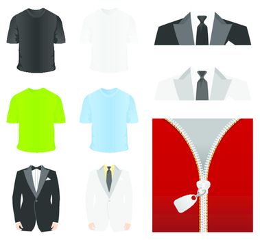 Collection of fashionable clothes for design. A vector illustration