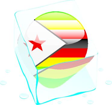 fully editable vector illustration of zimbabwe button flag frozen in ice cube