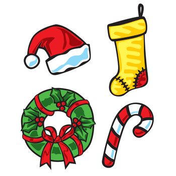 fully editable vector illustration of Christmas items