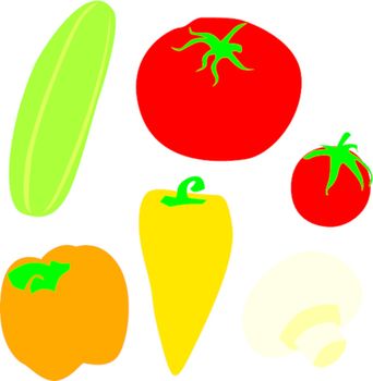 fully editable vector illustration of isolated vegetables