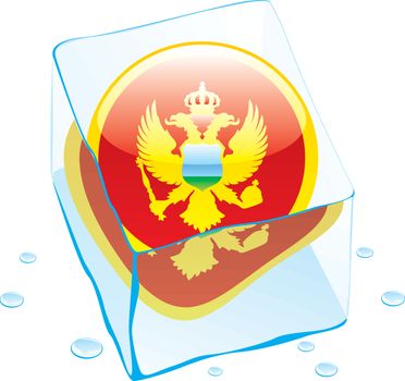 fully editable vector illustration of montenegro button flag frozen in ice cube