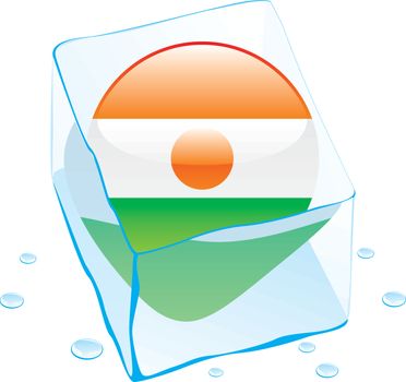 fully editable vector illustration of niger button flag frozen in ice cube