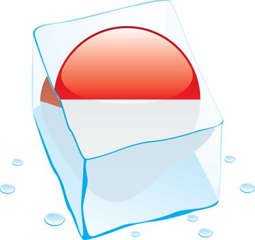 fully editable vector illustration of monaco button flag frozen in ice cube