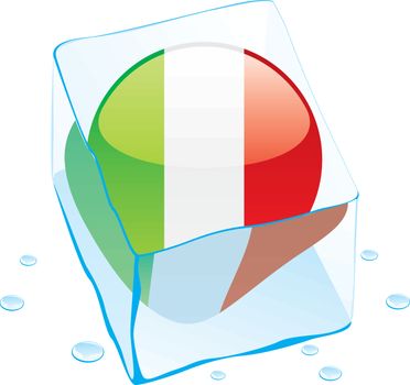 fully editable vector illustration of italy button flag frozen in ice cube