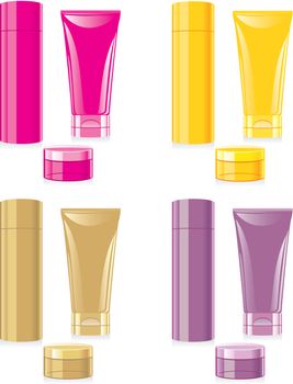 fully editable vector illustration of isolated cosmetics set