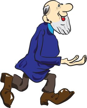 Old man with a beard. Vector illustration. Cartoon.
