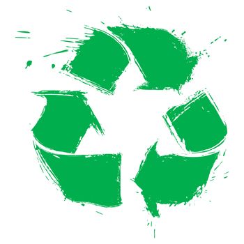 Illustration of recycling symbol created in grunge style