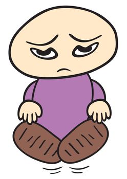 Illustration of little child with sad face