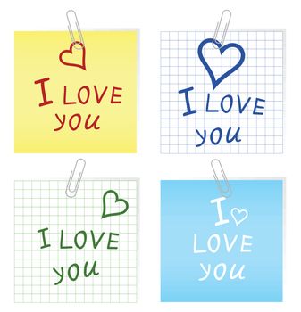 I love you on sheet to a paper. A vector illustration