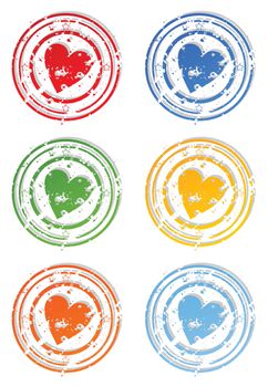 Set of icons a stamp heart. A vector illustration
