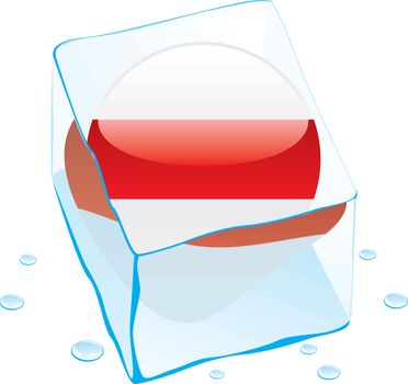 fully editable vector illustration of belarus button flag frozen in ice cube