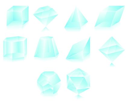 Blank translucent 3d shapes design illustration